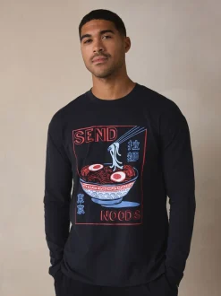 Pyjama's|Loungewear|Next - Graphic Long Sleeve Jersey Pyjamas Set Zwart