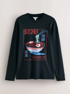 Pyjama's|Loungewear|Next - Graphic Long Sleeve Jersey Pyjamas Set Zwart