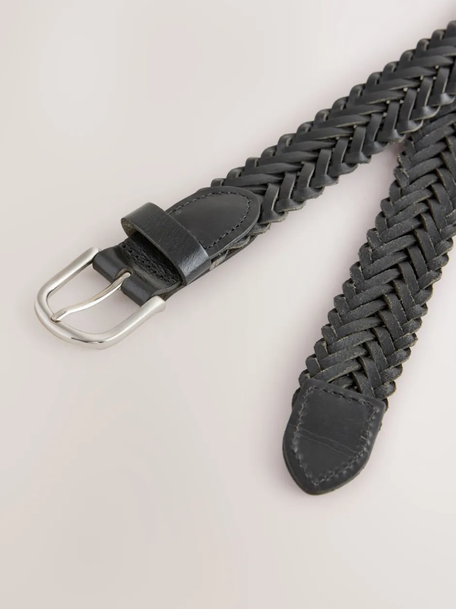 Ceintuurs|Next - Hand Plaited Leather Belt Zwart