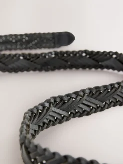 Ceintuurs|Next - Hand Plaited Leather Belt Zwart