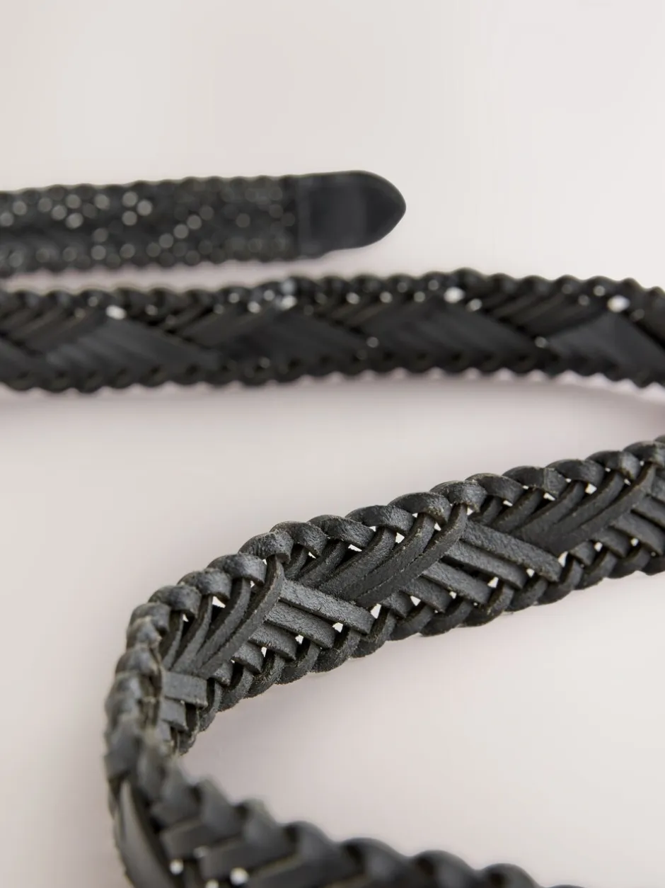 Ceintuurs|Next - Hand Plaited Leather Belt Zwart