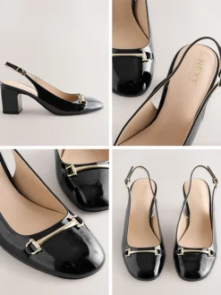 Ruimvallend En Extraruimvallend|Schoenen Met Hakken|Next - Hardware Slingback Block Heels Zwart