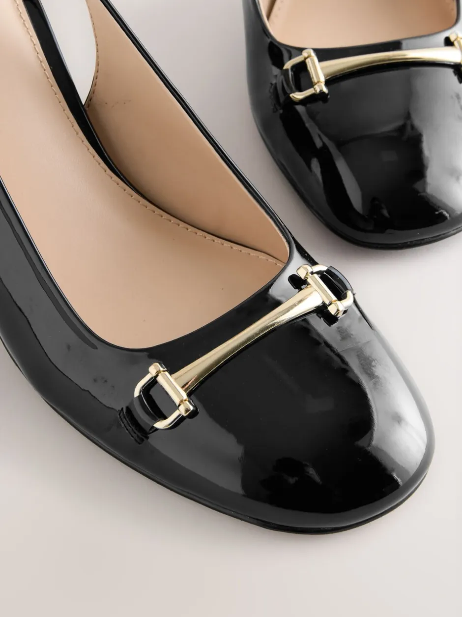 Ruimvallend En Extraruimvallend|Schoenen Met Hakken|Next - Hardware Slingback Block Heels Zwart