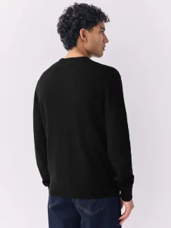 Gebreide Kleding*Next - Hertlogo - Regular Fit Cotton Rich Crew Neck Jumper Zwart