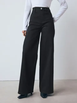 Jeans*Next - High Rise FlexiFit Stretch Pull On Wide Leg Jeans Zwart