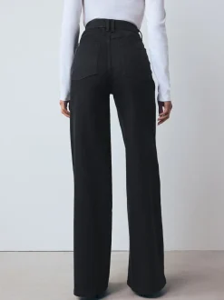Jeans*Next - High Rise FlexiFit Stretch Pull On Wide Leg Jeans Zwart
