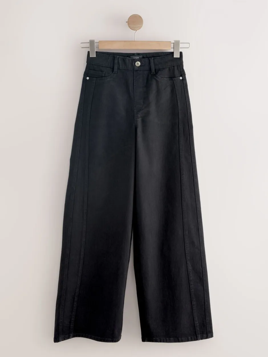 Jeans*Next - High Rise FlexiFit Stretch Pull On Wide Leg Jeans Zwart