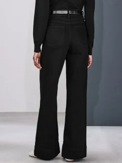 Jeans*Next - High Rise stretchy Jeans met wijde pijpen Zwart