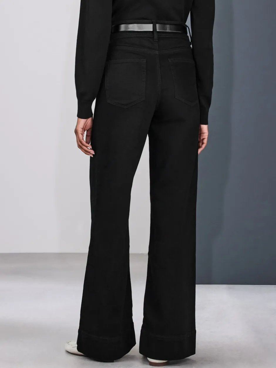 Jeans*Next - High Rise stretchy Jeans met wijde pijpen Zwart