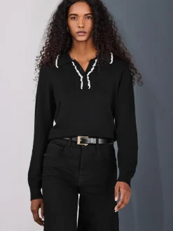 Jeans*Next - High Rise stretchy Jeans met wijde pijpen Zwart
