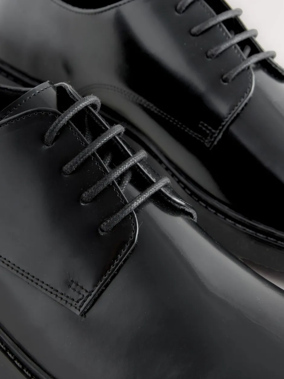 Schoenen*Next - Hi-Shine Leather Derby Shoes Zwart