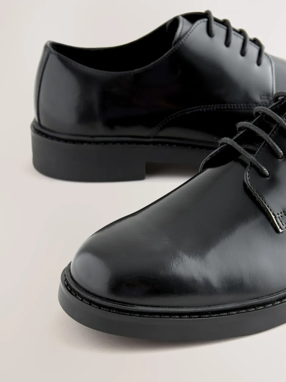 Schoenen*Next - Hi-Shine Leather Derby Shoes Zwart