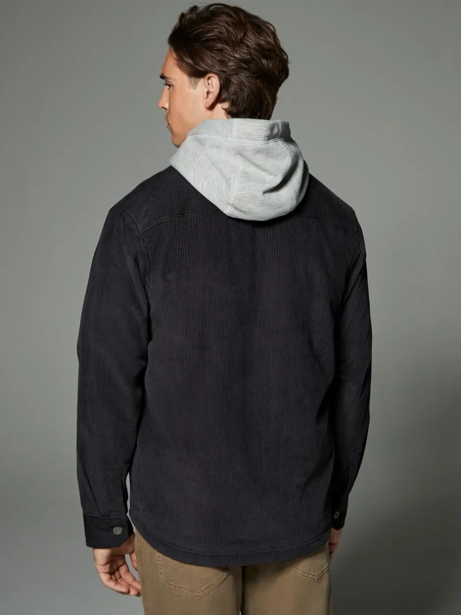 Jassen En Jacks|Next - Hooded Corduroy Borg Lined Shacket Zwart