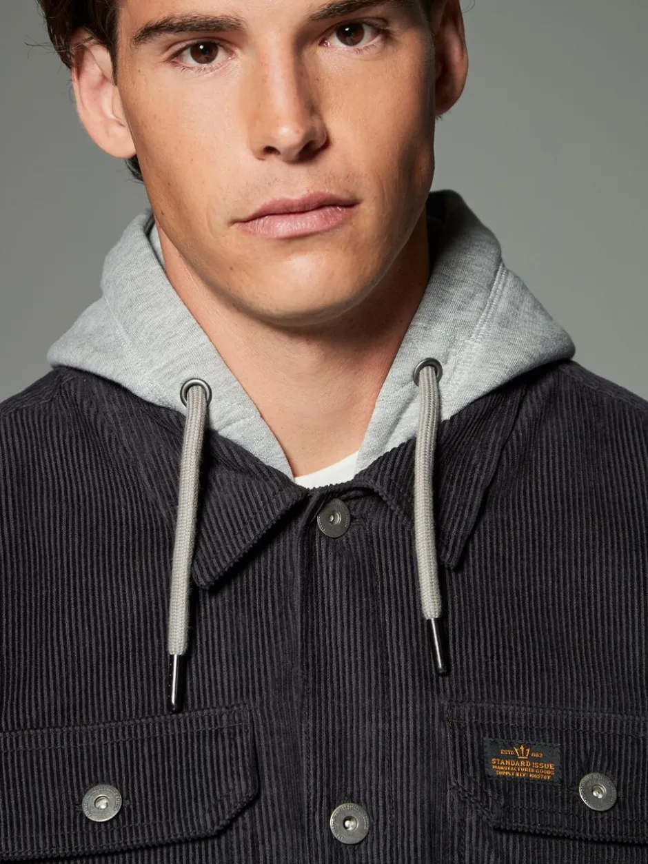 Jassen En Jacks|Next - Hooded Corduroy Borg Lined Shacket Zwart