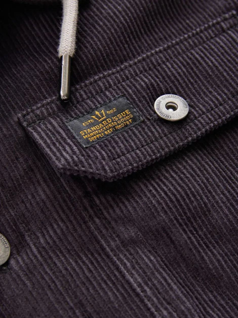 Jassen En Jacks|Next - Hooded Corduroy Borg Lined Shacket Zwart