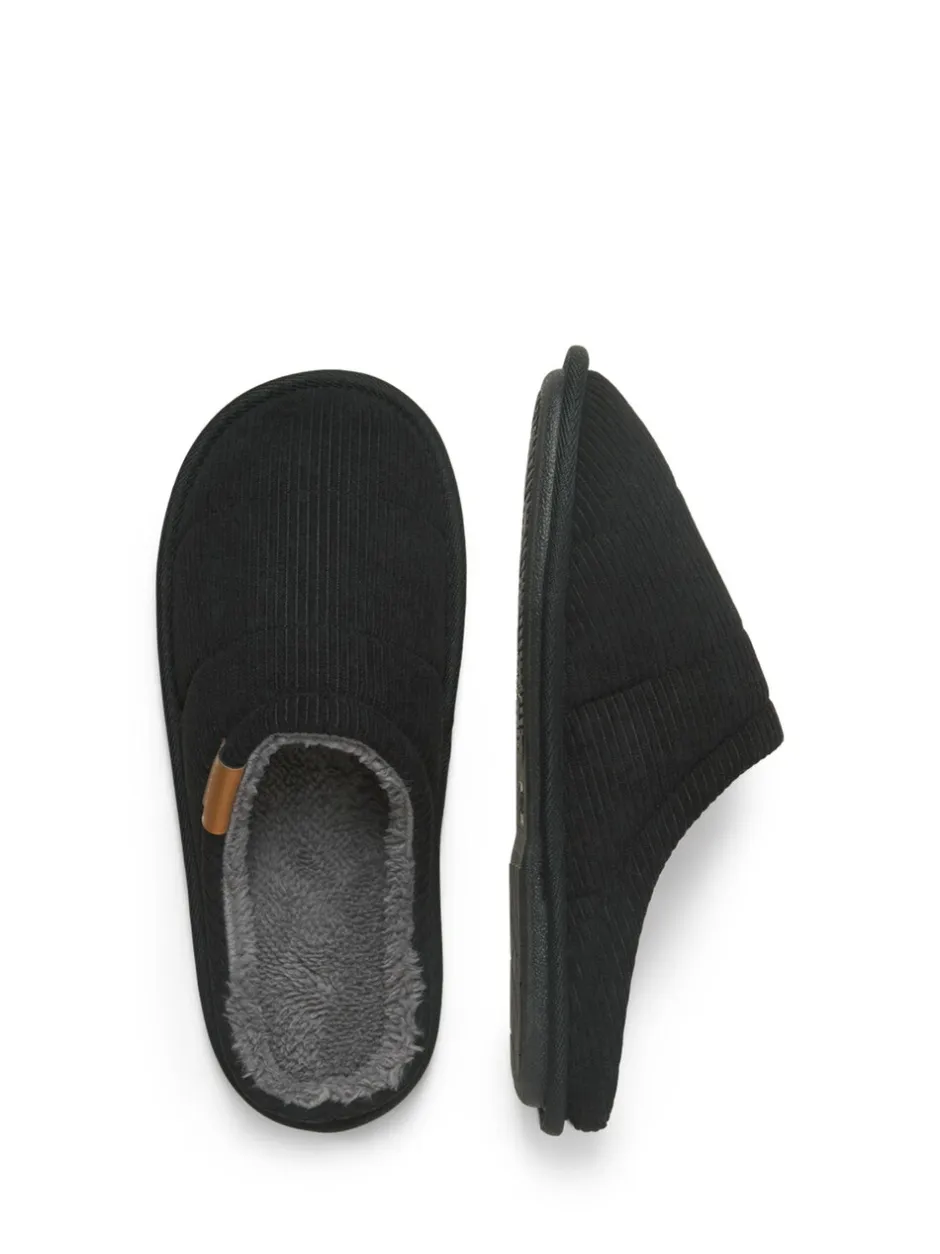 Pantoffels|JACK & JONES Zwart - Corduroy Mule Slippers
