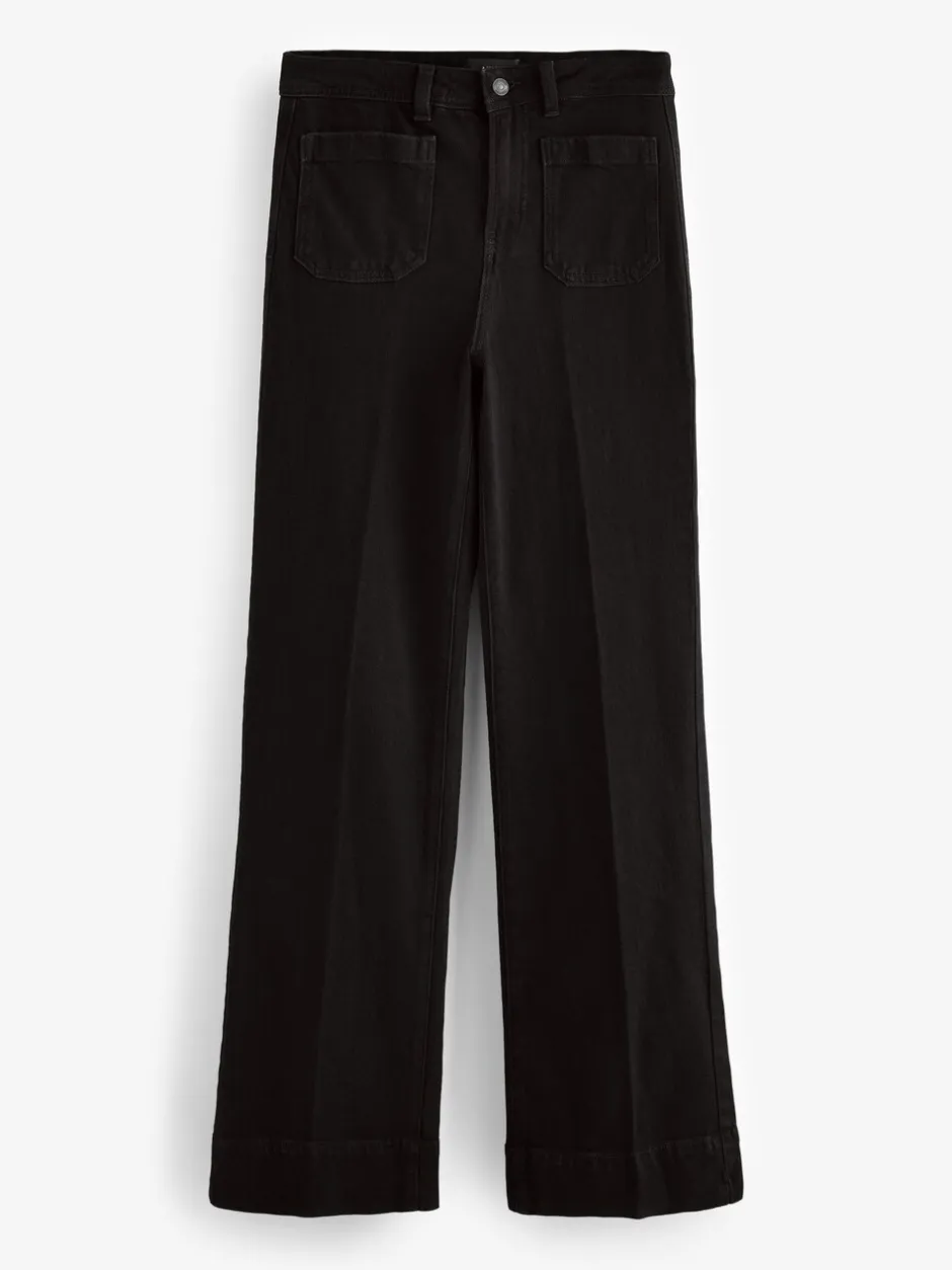 Jeans|Next - Jeans met wijde pijpen en opgestikte zakken Zwart