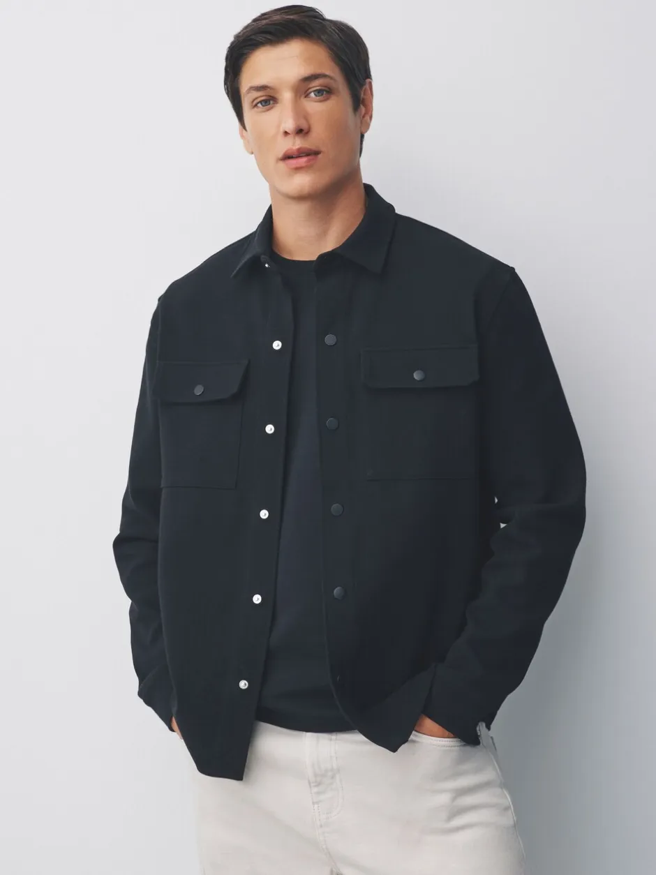 Formele Overhemden|Jassen En Jacks|Next Zwart - Jersey keperstof Overshirt met drukknopen