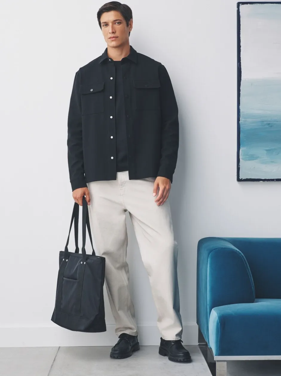 Formele Overhemden|Jassen En Jacks|Next Zwart - Jersey keperstof Overshirt met drukknopen