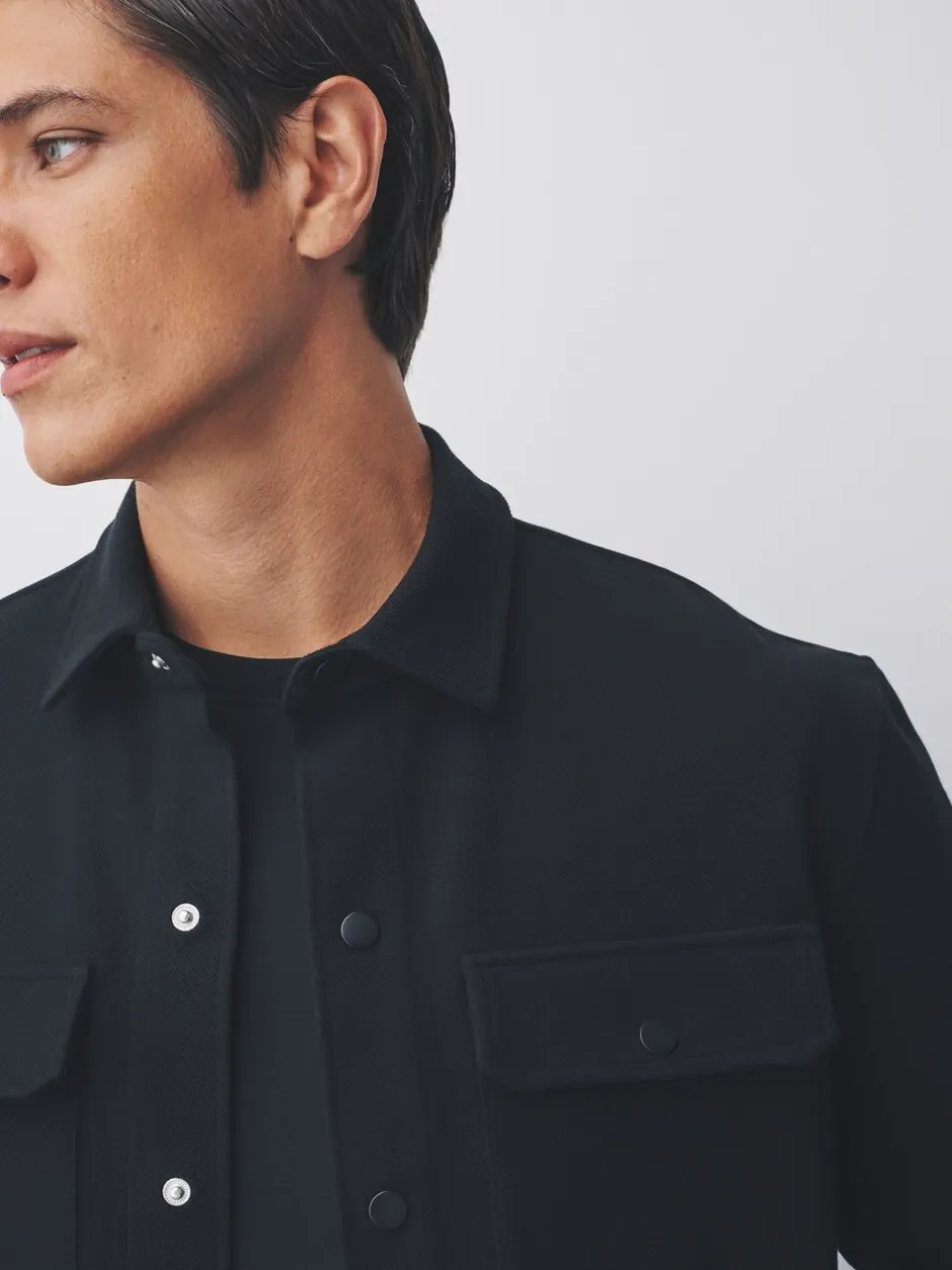Formele Overhemden|Jassen En Jacks|Next Zwart - Jersey keperstof Overshirt met drukknopen