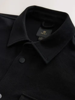 Formele Overhemden|Jassen En Jacks|Next Zwart - Jersey keperstof Overshirt met drukknopen
