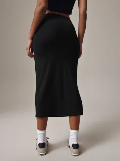 Rokken|Next Zwart - Jersey midirok