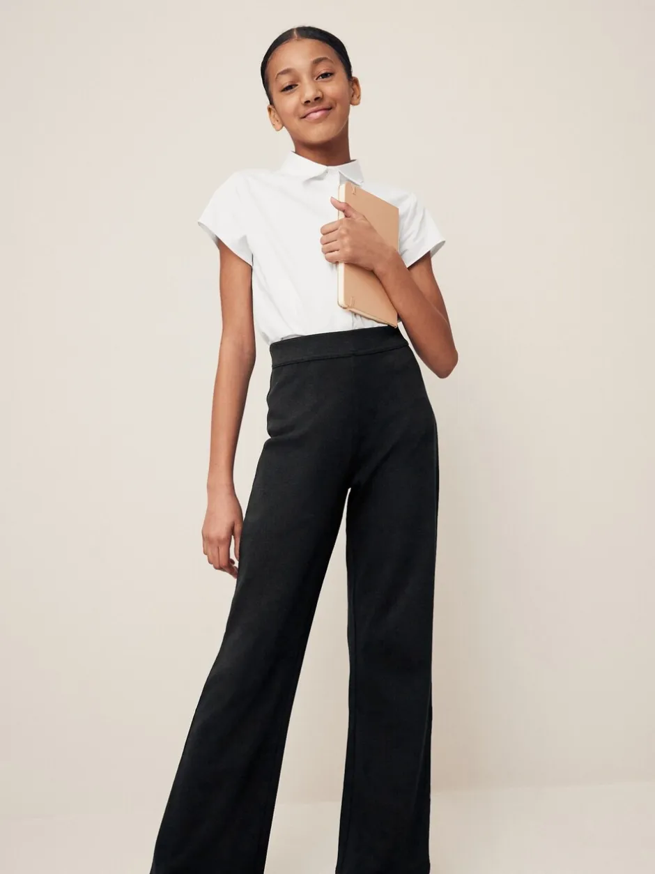 Schoolkleding*Next Zwart - Jersey schoolbroek met bootcut, hoge elastische taille, hoog katoenpercentage en stretch (9-17jaar)
