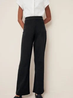 Schoolkleding*Next Zwart - Jersey schoolbroek met bootcut, hoge elastische taille, hoog katoenpercentage en stretch (9-17jaar)