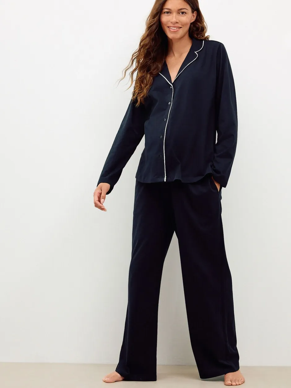 Pyjama's|Loungewear|Next - Jersey zwangerschapspyjama met knopen Zwart