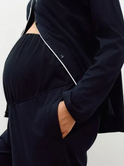 Pyjama's|Loungewear|Next - Jersey zwangerschapspyjama met knopen Zwart