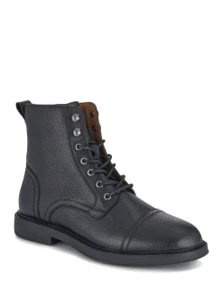 Boots|Jones Bootmaker - Davide leren militaire laarzen met wijde pasvorm Zwart