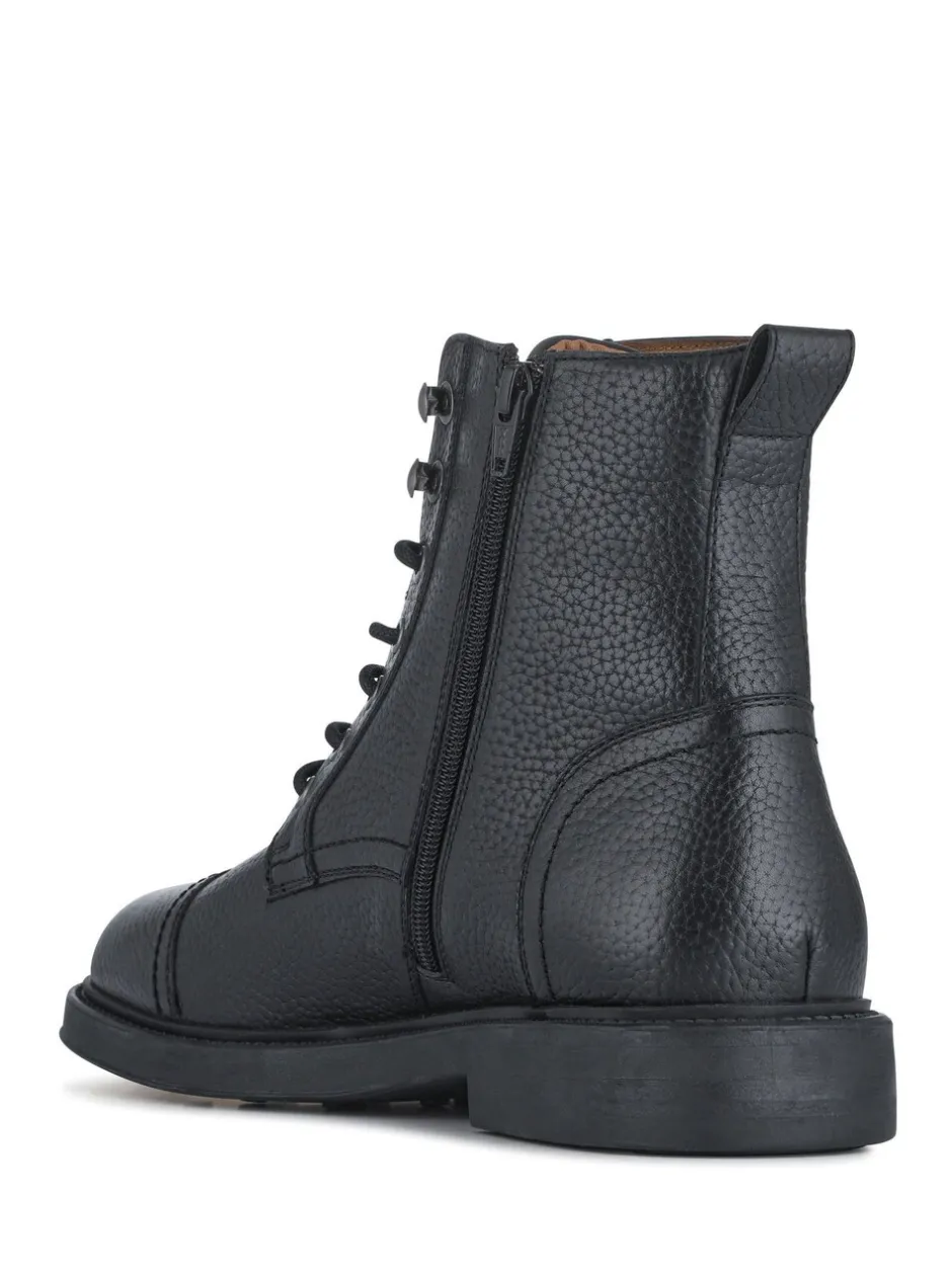 Boots|Jones Bootmaker - Davide leren militaire laarzen met wijde pasvorm Zwart