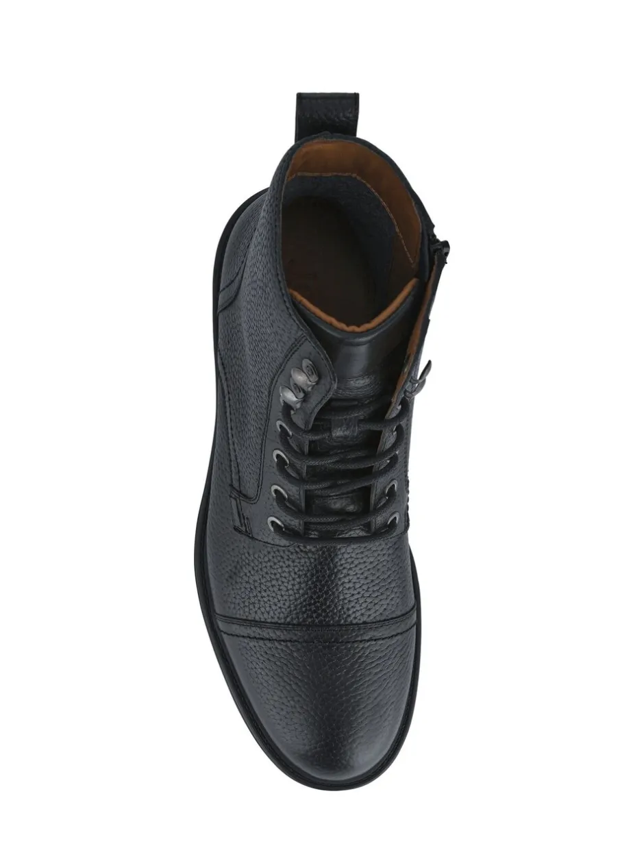 Boots|Jones Bootmaker - Davide leren militaire laarzen met wijde pasvorm Zwart