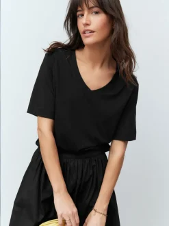 Tops En T-Shirts*Next Zwart - Katoenen Modal ruimvallend V-hals T-shirt