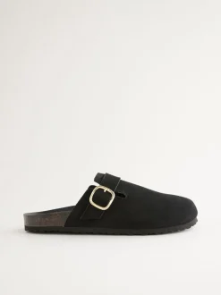 Lage Schoenen*Next Zwart - Klompen met leren voetbed