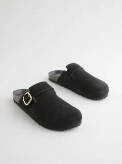 Lage Schoenen*Next Zwart - Klompen met leren voetbed