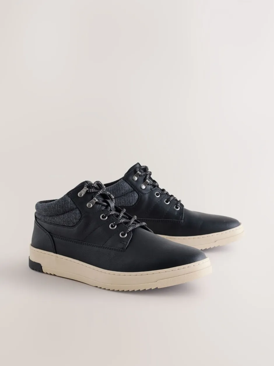 Boots*Next - Knitted Collar Ankle Boots Zwart