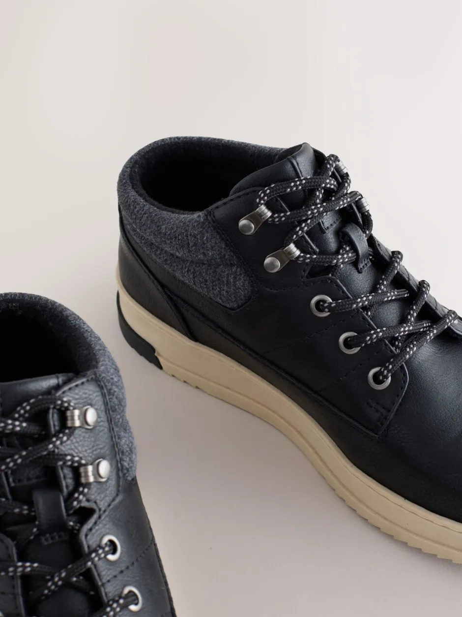 Boots*Next - Knitted Collar Ankle Boots Zwart