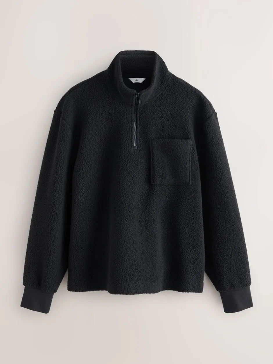 Jassen En Jacks|Sweaters En Hoody´S|Next - Kwartrits - Borg Fleece Zwart