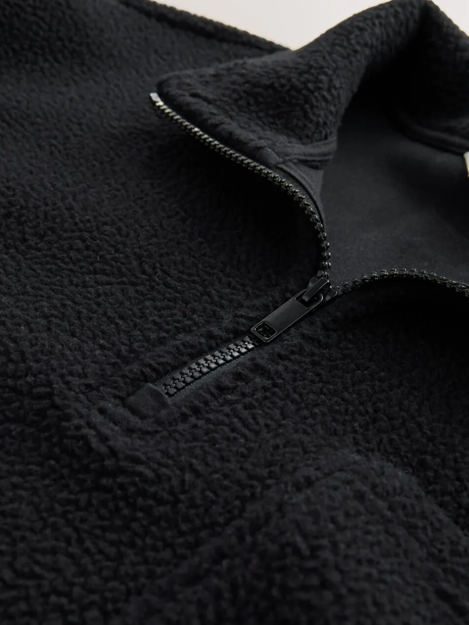 Jassen En Jacks|Sweaters En Hoody´S|Next - Kwartrits - Borg Fleece Zwart
