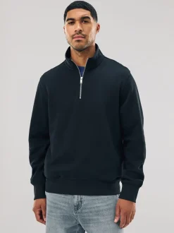 Sweaters En Hoody´S|Sweaters En Hoody´S*Next Zwart - Kwartrits - Sweatshirt van jersey met hoog katoengehalte