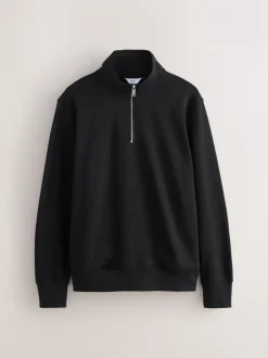 Sweaters En Hoody´S|Sweaters En Hoody´S*Next Zwart - Kwartrits - Sweatshirt van jersey met hoog katoengehalte