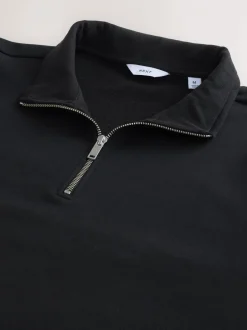 Sweaters En Hoody´S|Sweaters En Hoody´S*Next Zwart - Kwartrits - Sweatshirt van jersey met hoog katoengehalte