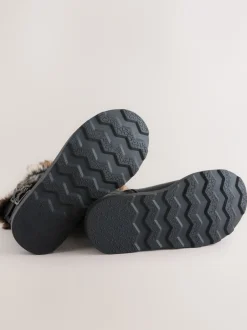 Boots|Next - Laarzen met voering van imitatiebont en gesp Zwart