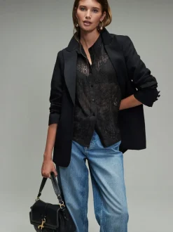 Blouses En Overhemden|Tops En T-Shirts|Next - Lace Half Sleeve Blouse Zwart