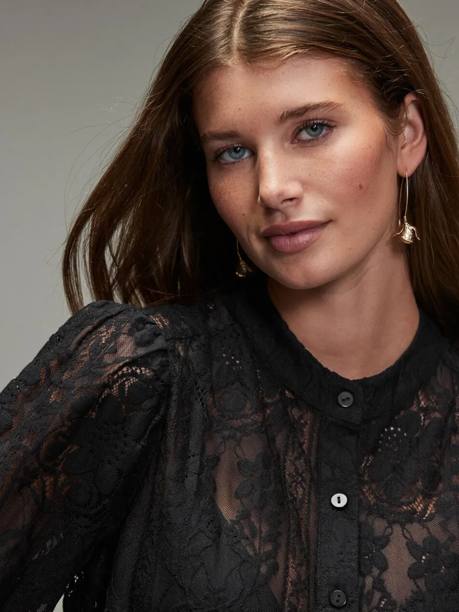 Blouses En Overhemden|Tops En T-Shirts|Next - Lace Half Sleeve Blouse Zwart