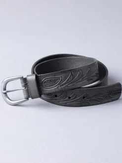 Ceintuurs*Lakeland Leather - - Leren riem met reliëf Zwart
