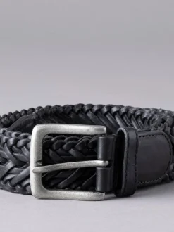 Riemen En Bretels*Lakeland Leather - Lakeland leren gevlochten Howbeck riem Zwart