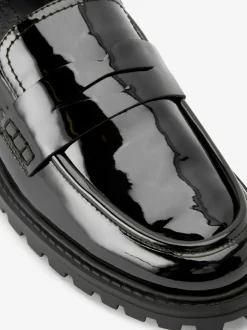 Ruimvallend En Extraruimvallend|Lage Schoenen*Next - Lakleren stevige instappers Zwart