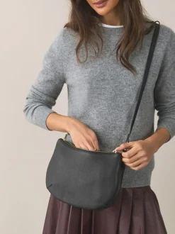 Tassen En Portemonnees|Next - Leather Scoop Cross-Body Bag Zwart